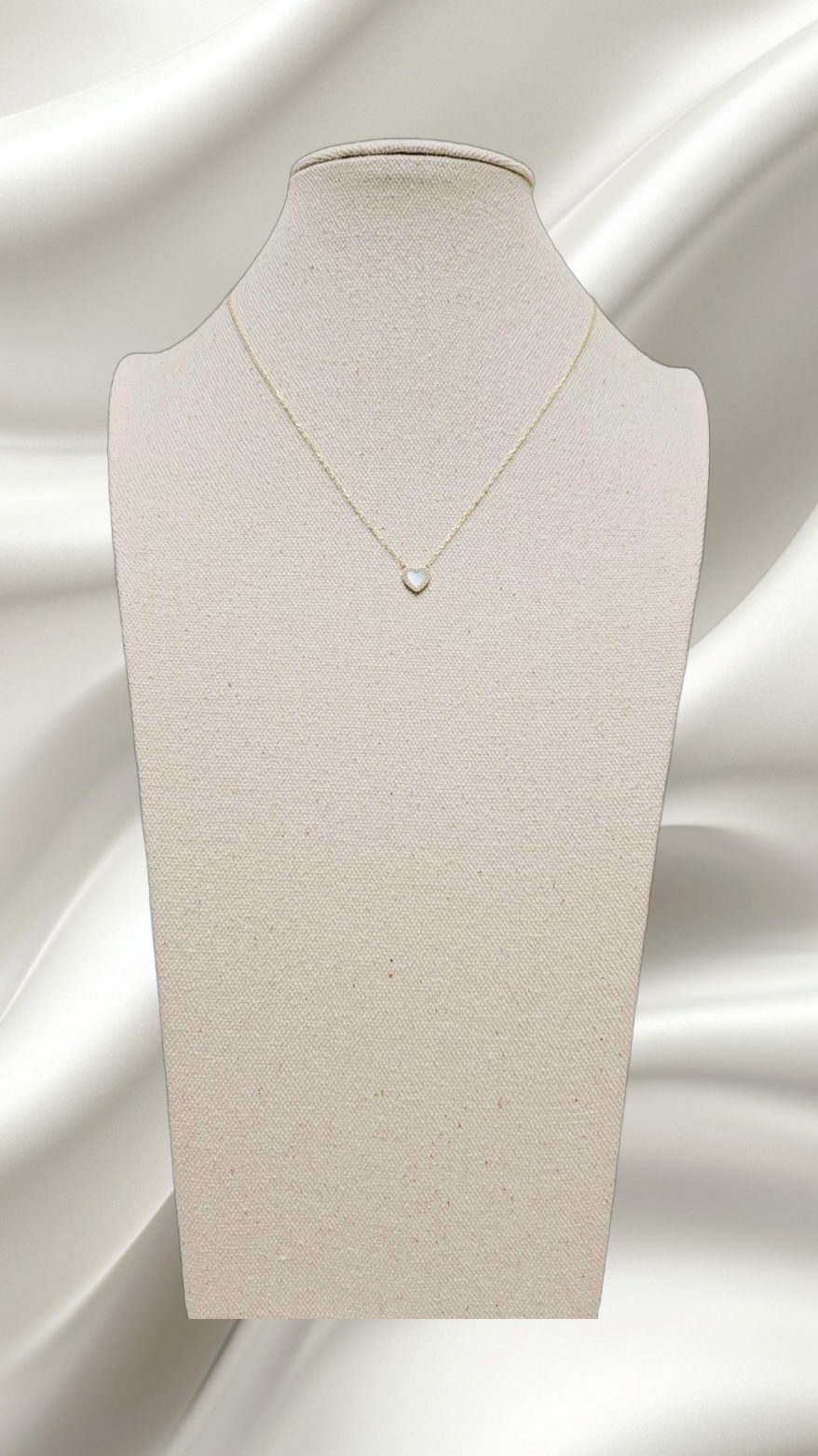 Micro Mother of Pearl Heart Gold Necklace