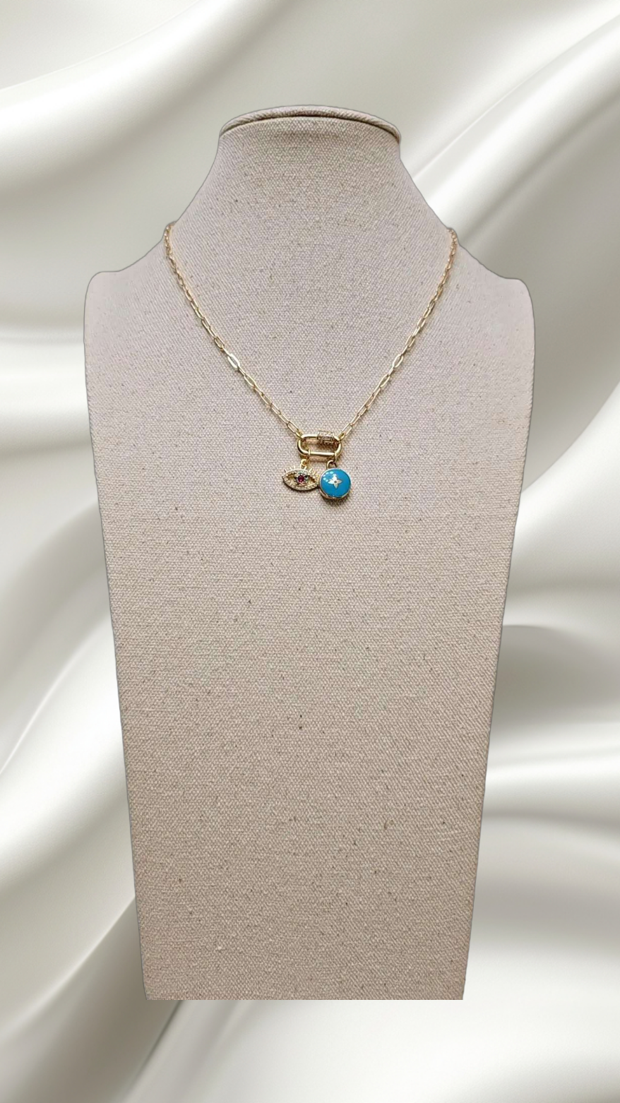 Blue Louis Mykonos Paperclip Gold Necklace