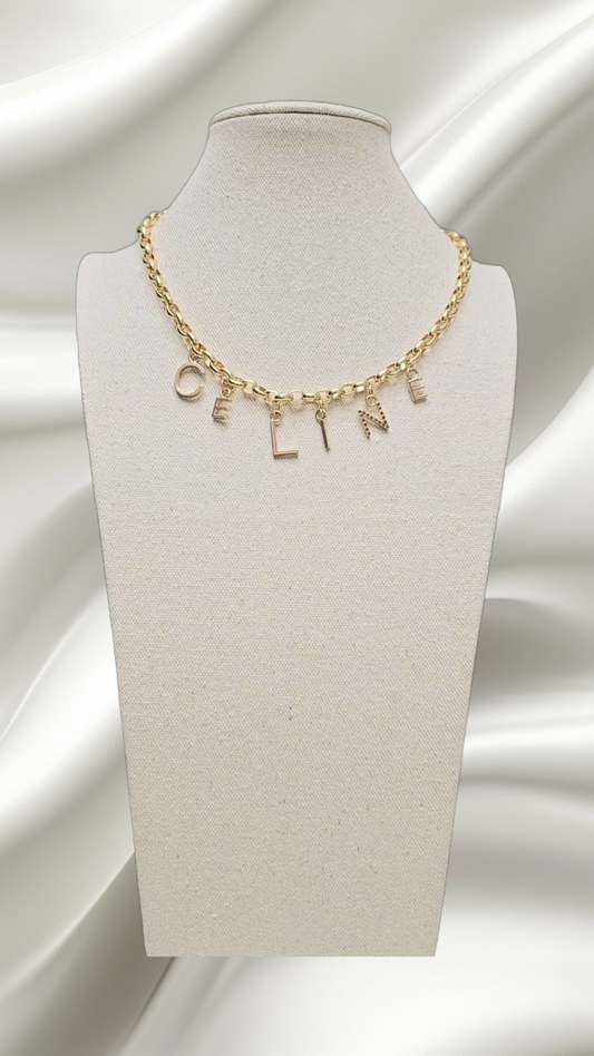 Triomphe Paris Letters Gold Necklace