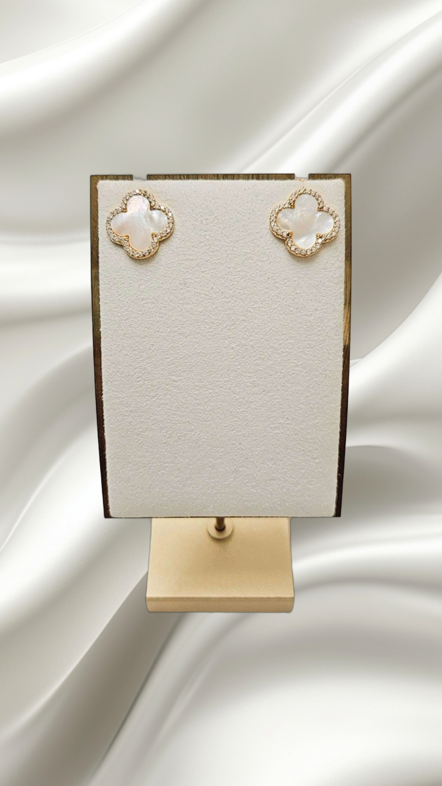 Large Mother of Pearl Alhmabra Gold Earrings