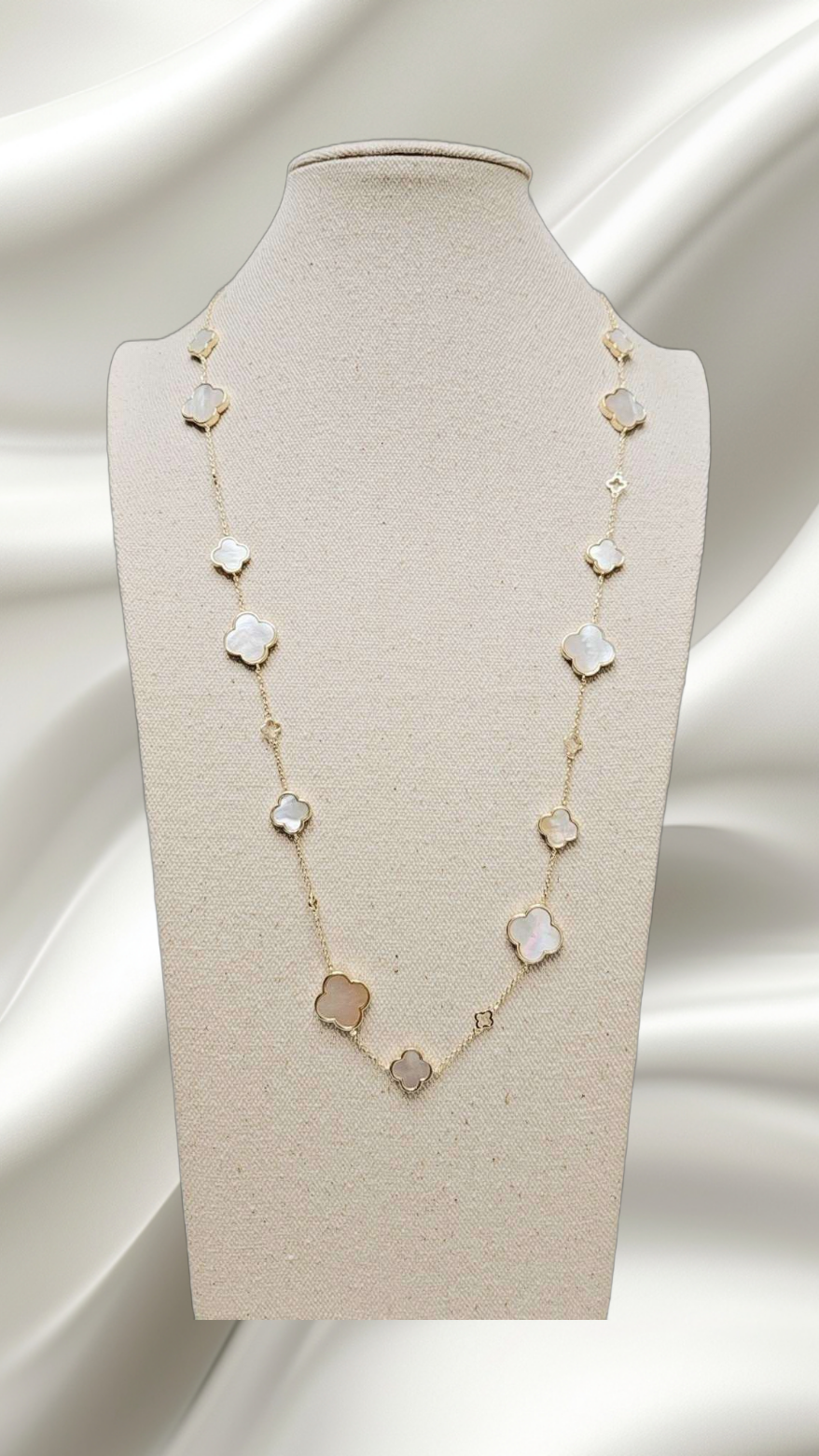 Mother of Pearl Long Gold Necklace