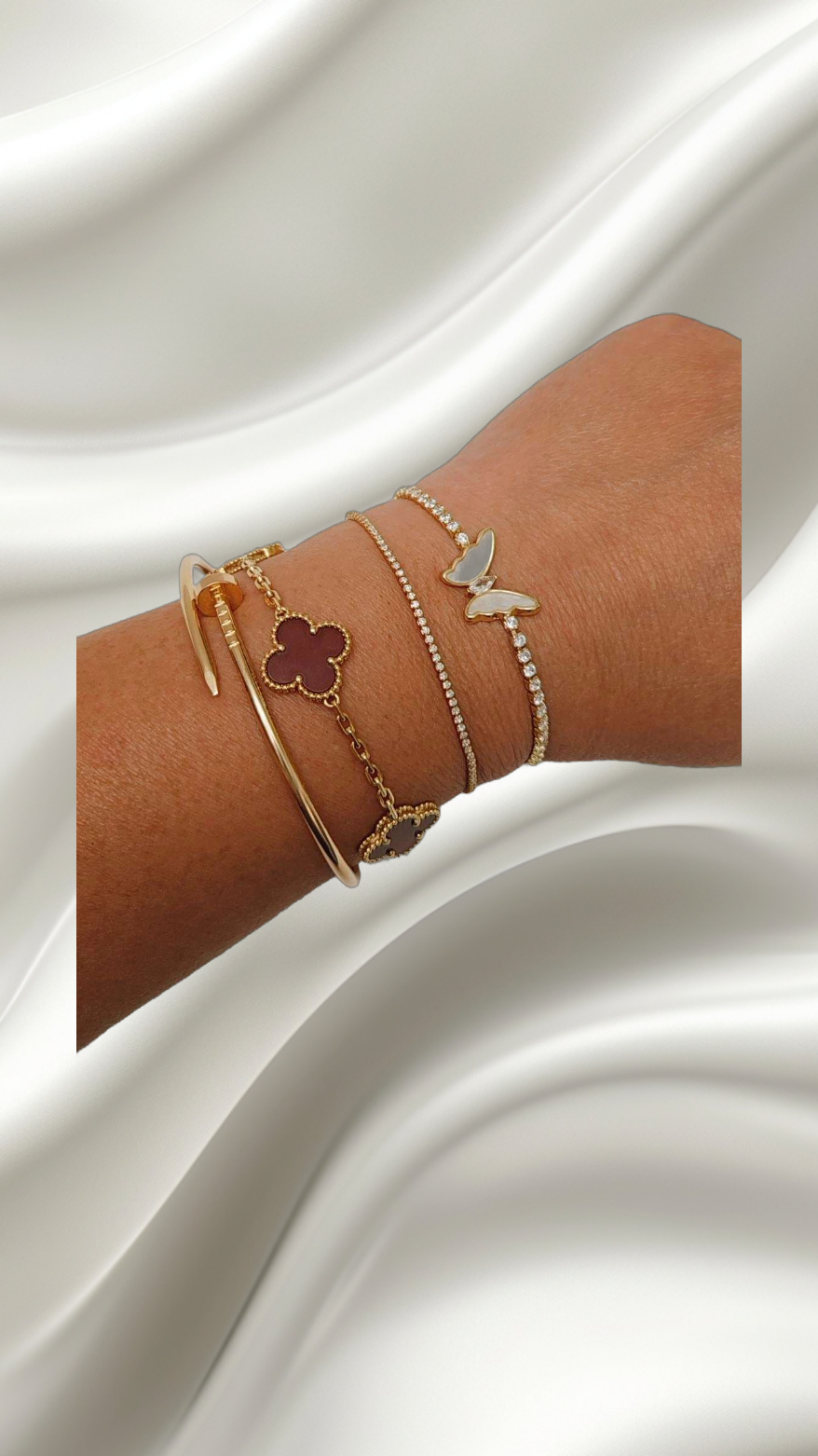 Set of Two Butterfly Adjustable Gold Bracelets