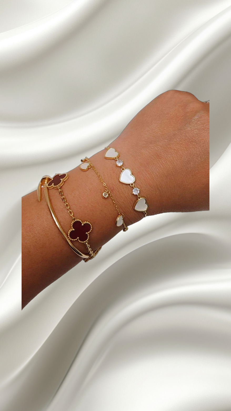 Set of Two Heart Adjustable Gold Bracelets