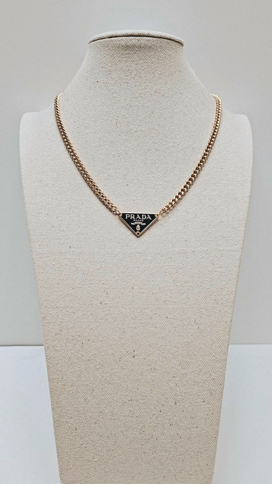 Navy Blue Triangle Prd Tag Gold Necklace