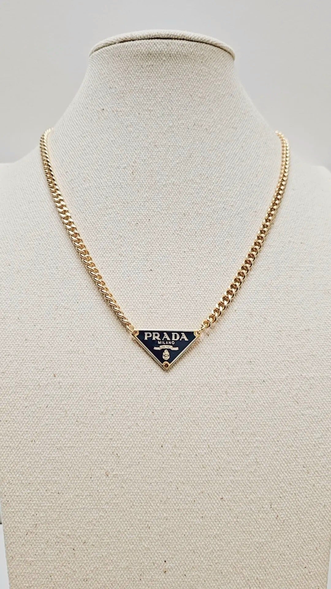 Navy Blue Triangle Prd Tag Gold Necklace