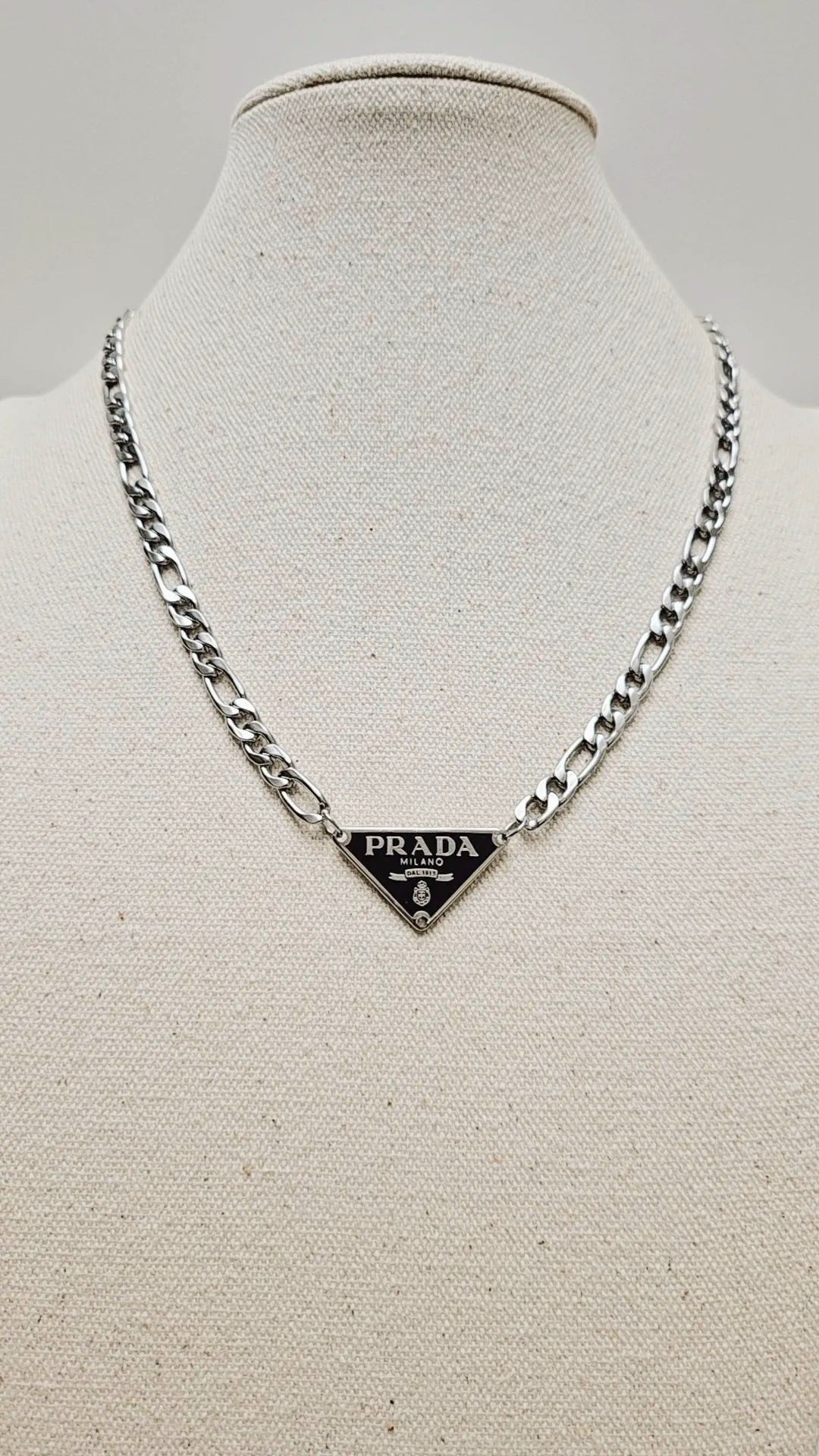 Black Prd Tag Silver Necklace