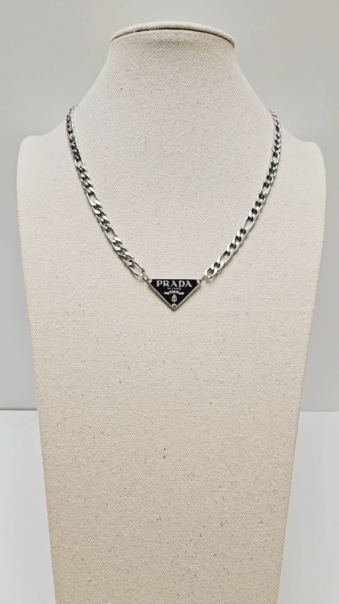 Black Prd Tag Silver Necklace