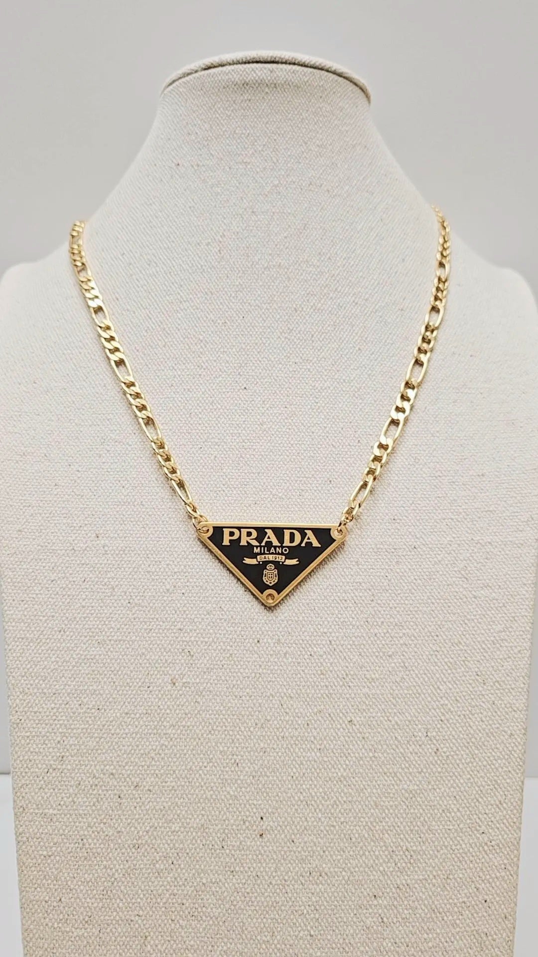 Black Triangle Prd Tag Gold Necklace