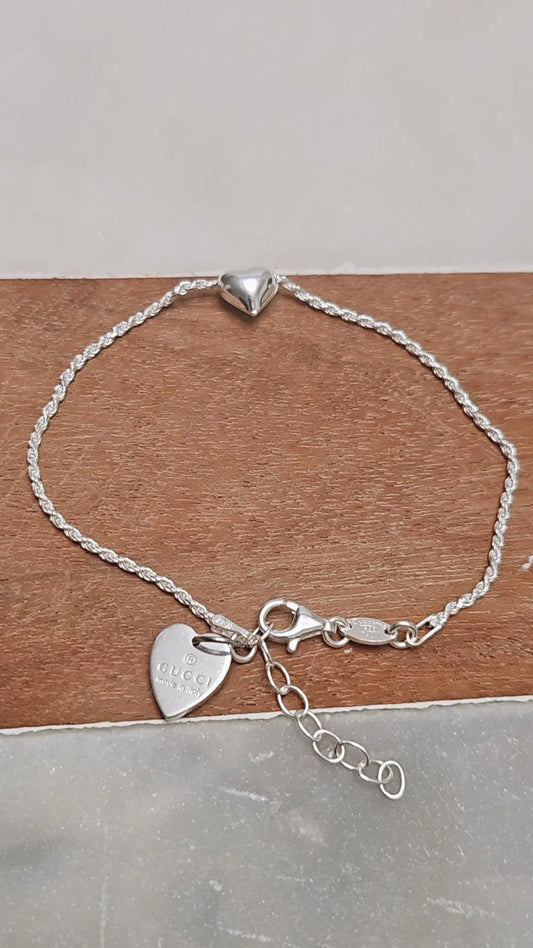 GG Heart Dainty Silver Bracelet