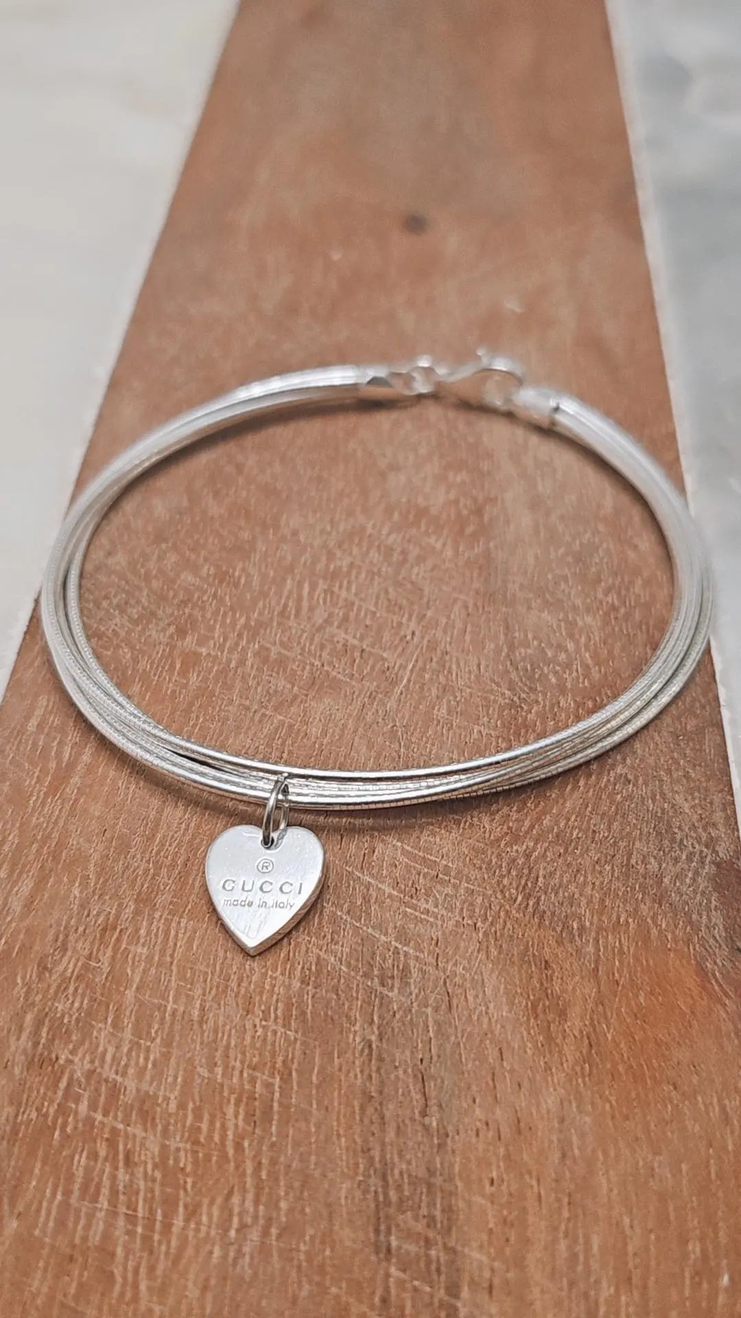 GG Heart Multi Strands Silver Bracelet