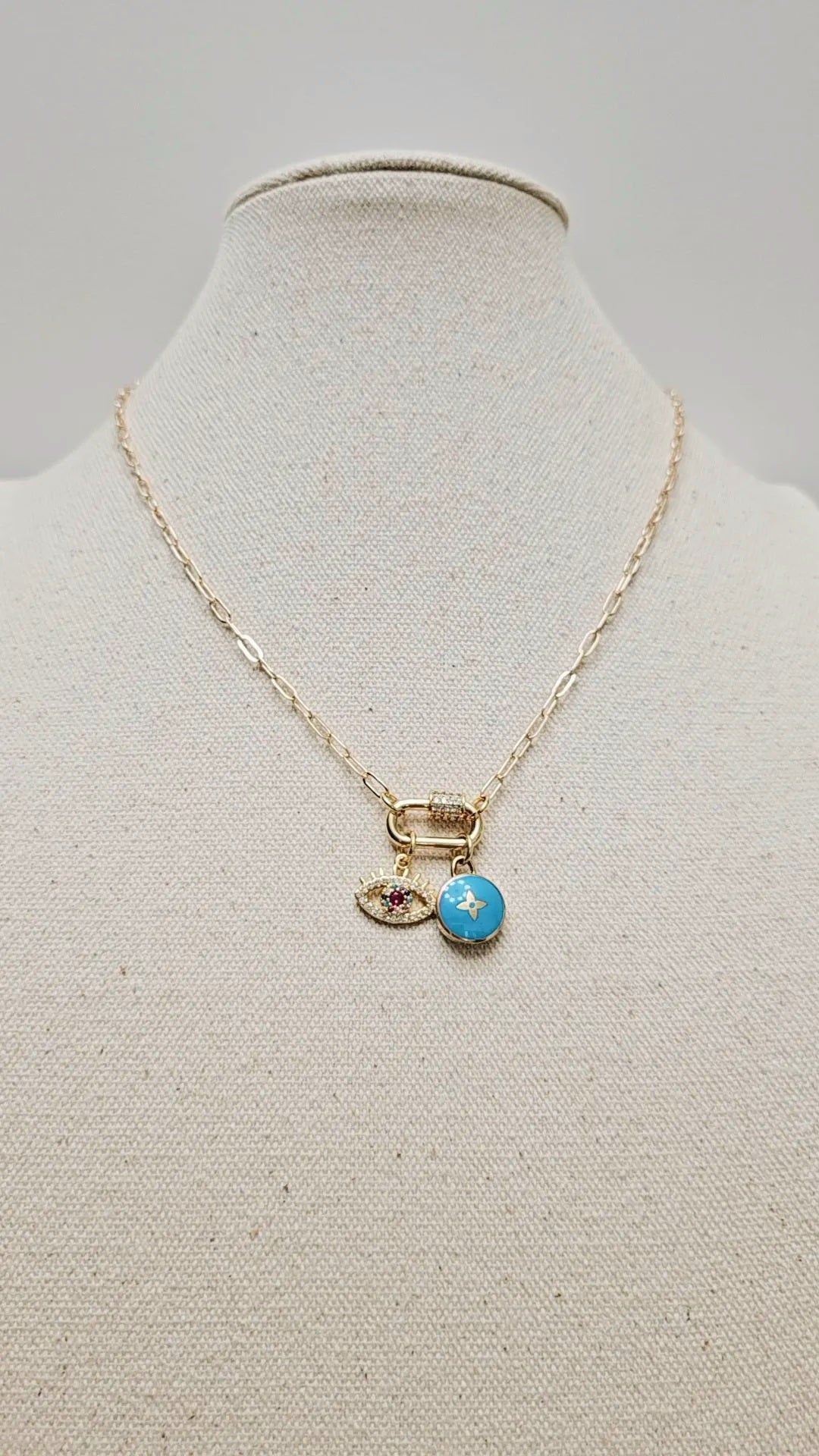 Blue Louis Mykonos Paperclip Gold Necklace