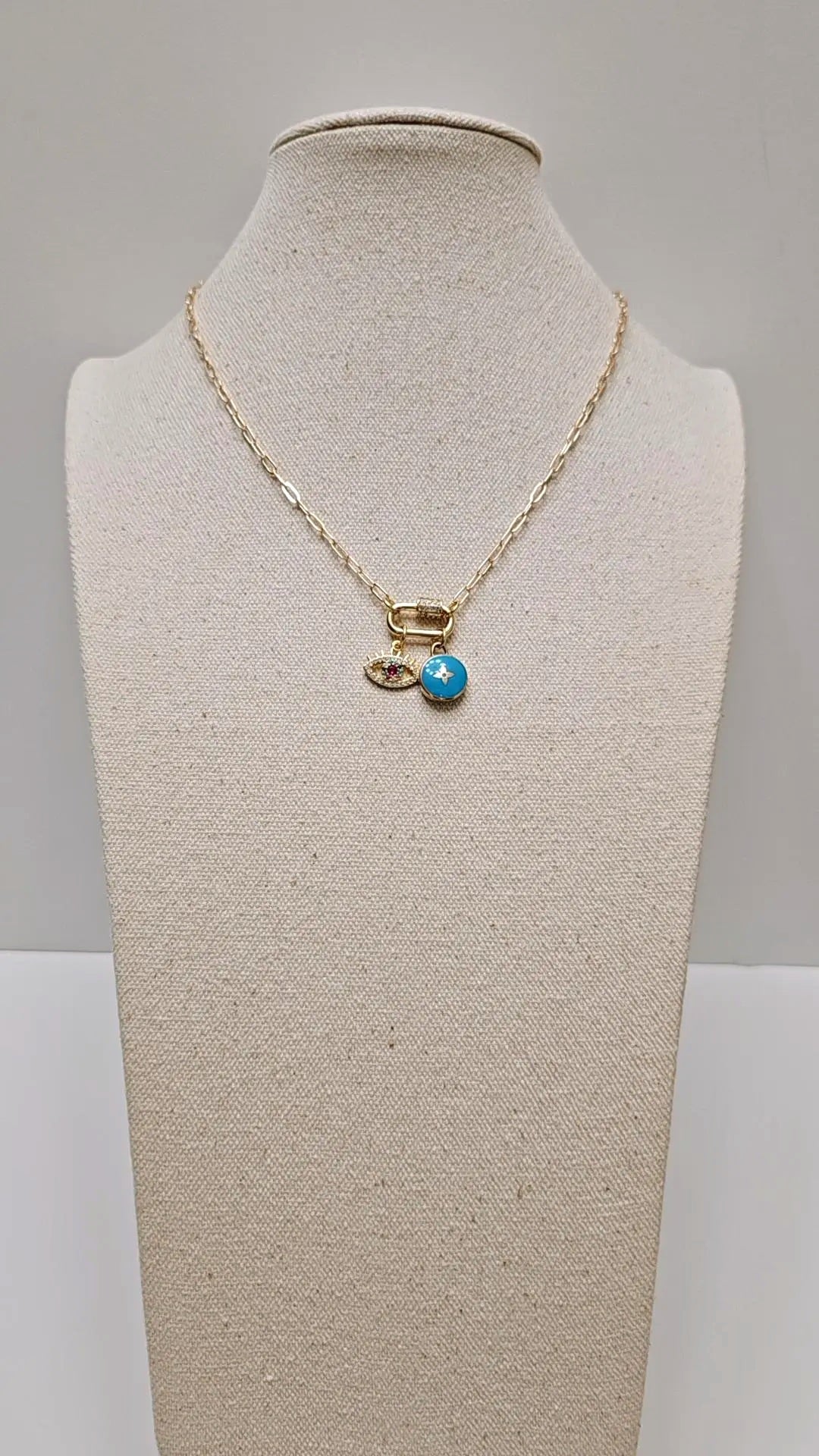 Blue Louis Mykonos Paperclip Gold Necklace