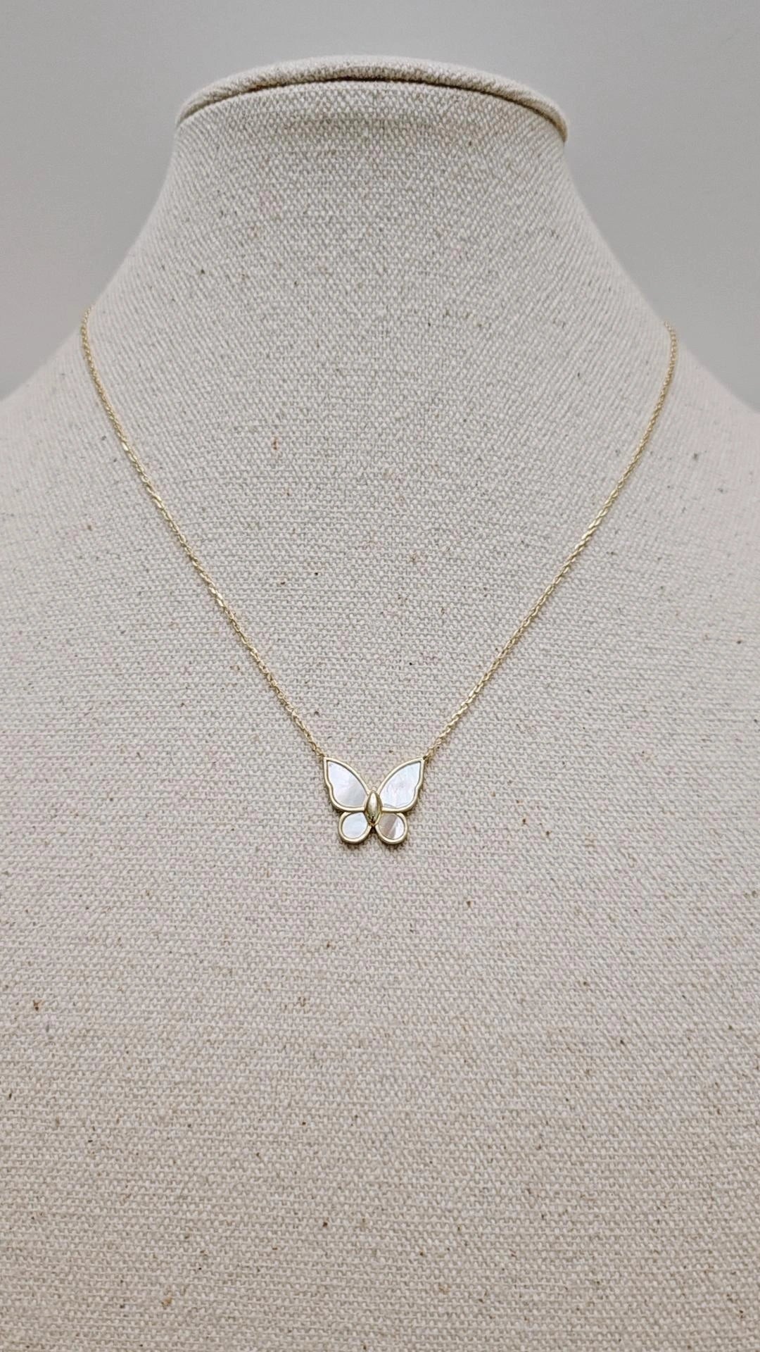 Medium Mother of Pearl Butterfly Gold Necklace