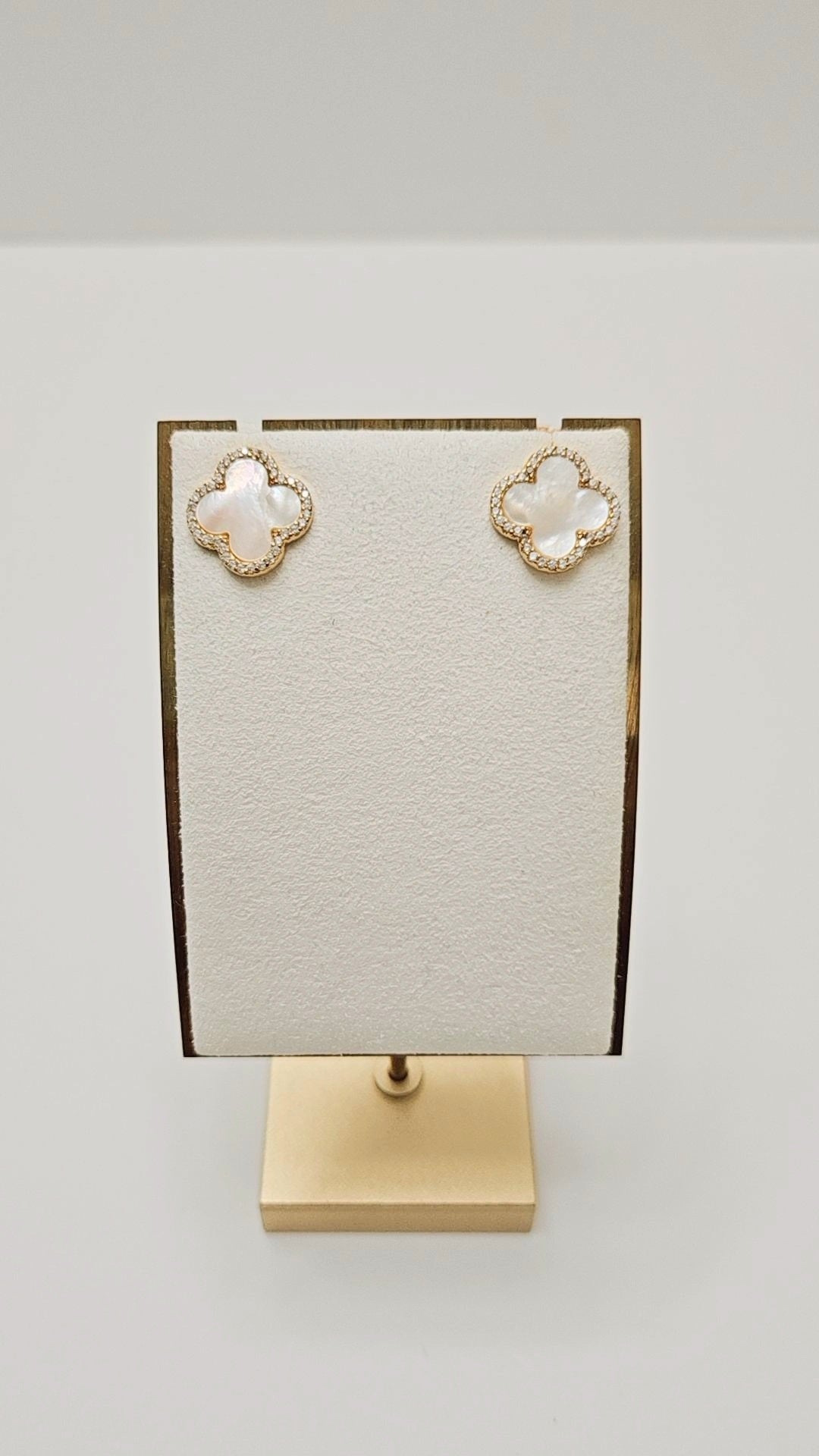 Large Mother of Pearl Alhmabra Gold Earrings