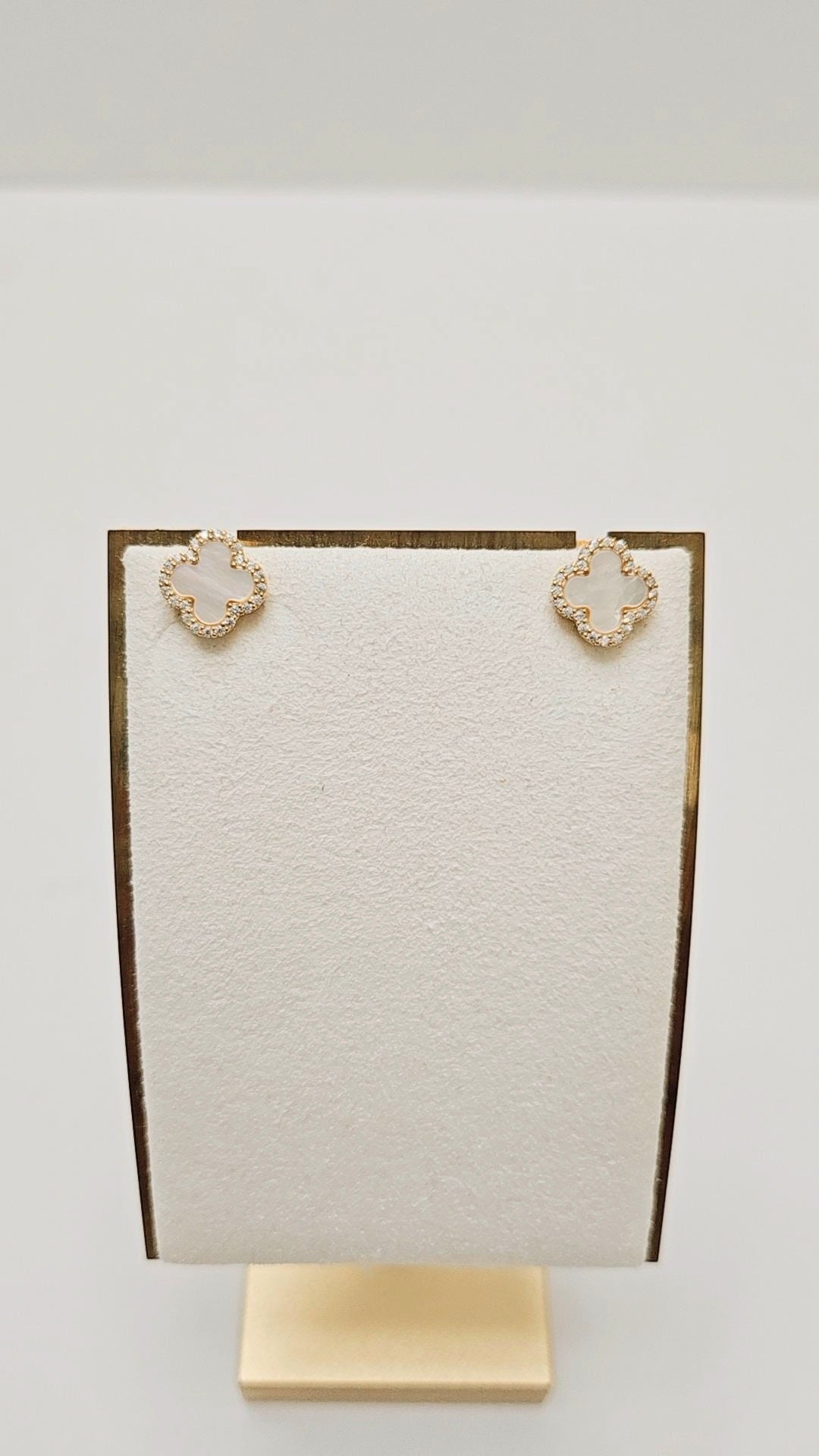 Small Mother of Pearl Alhmabra Gold Earrings