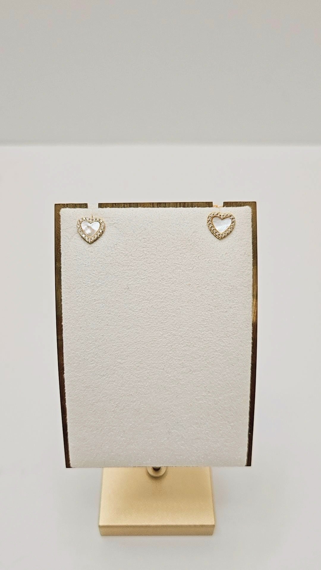 Micro Heart Mother of Pearl Gold Earrings