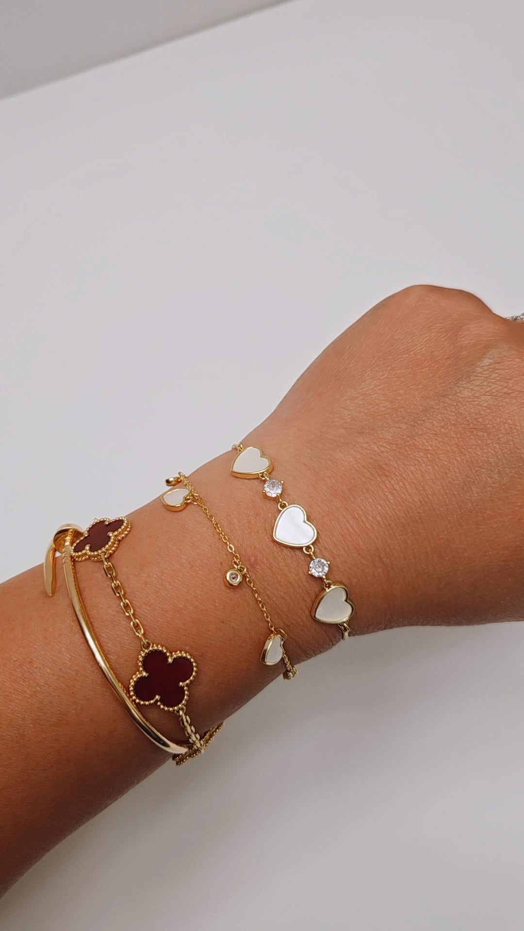 Set of Two Heart Adjustable Gold Bracelets