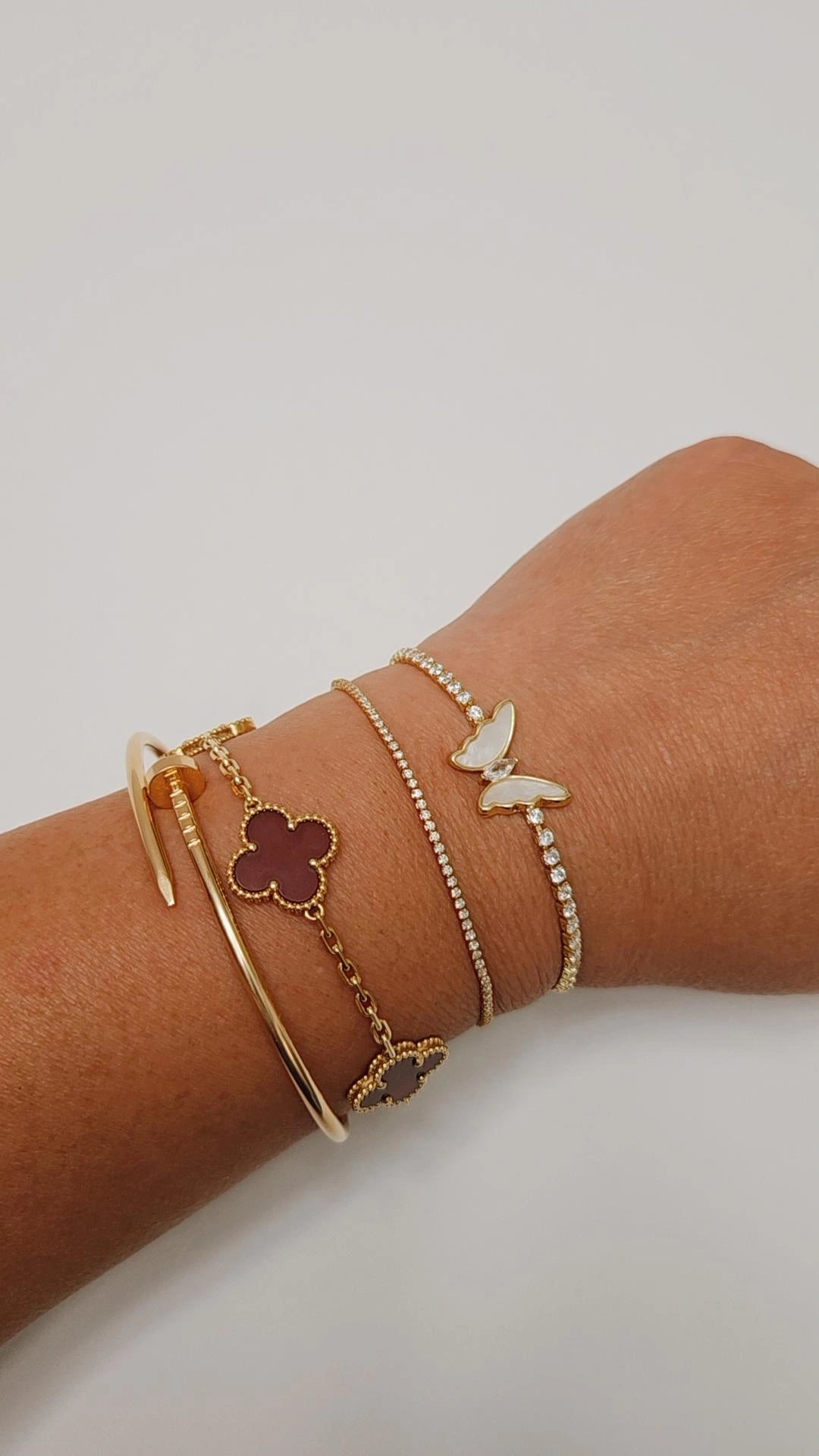 Set of Two Butterfly Adjustable Gold Bracelets