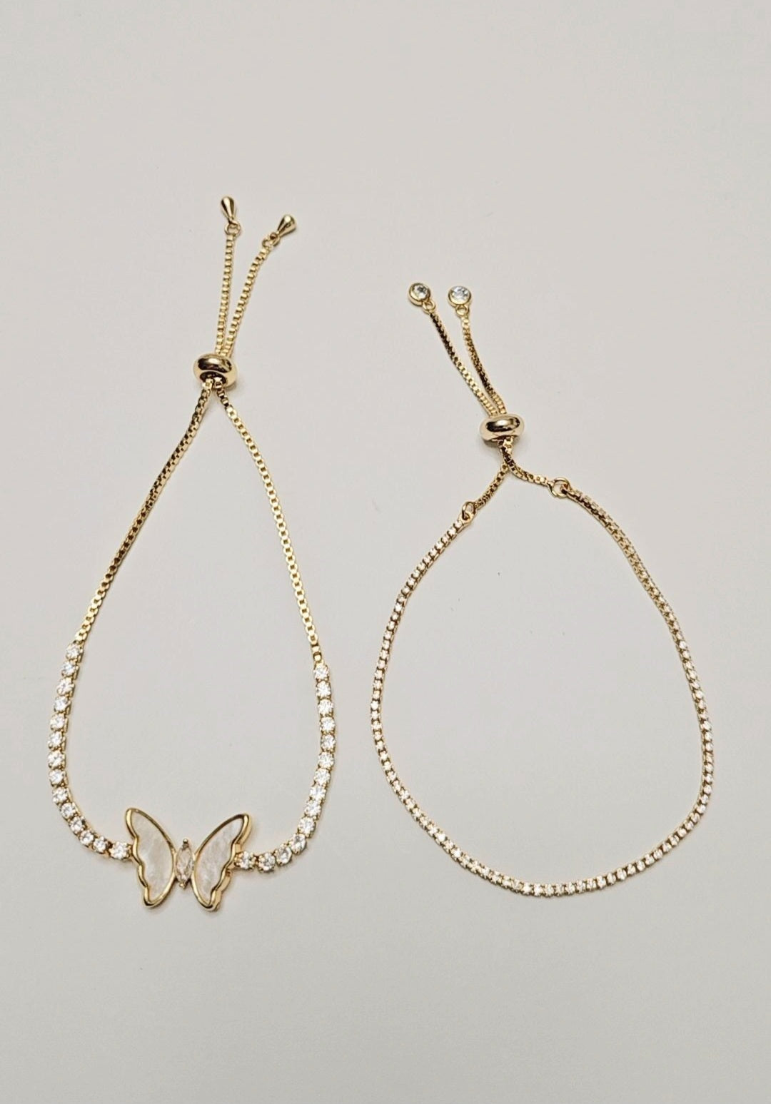 Set of Two Butterfly Adjustable Gold Bracelets