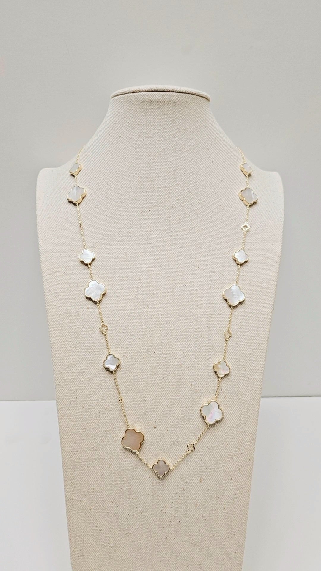 Mother of Pearl Long Gold Necklace