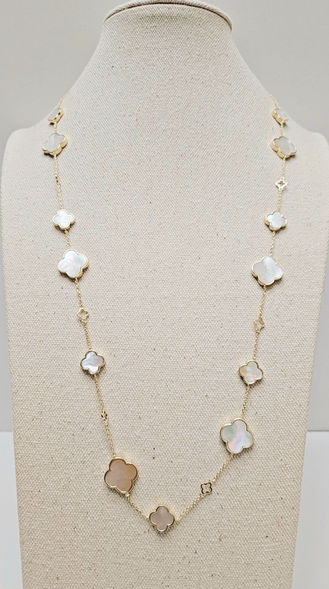 Mother of Pearl Long Gold Necklace