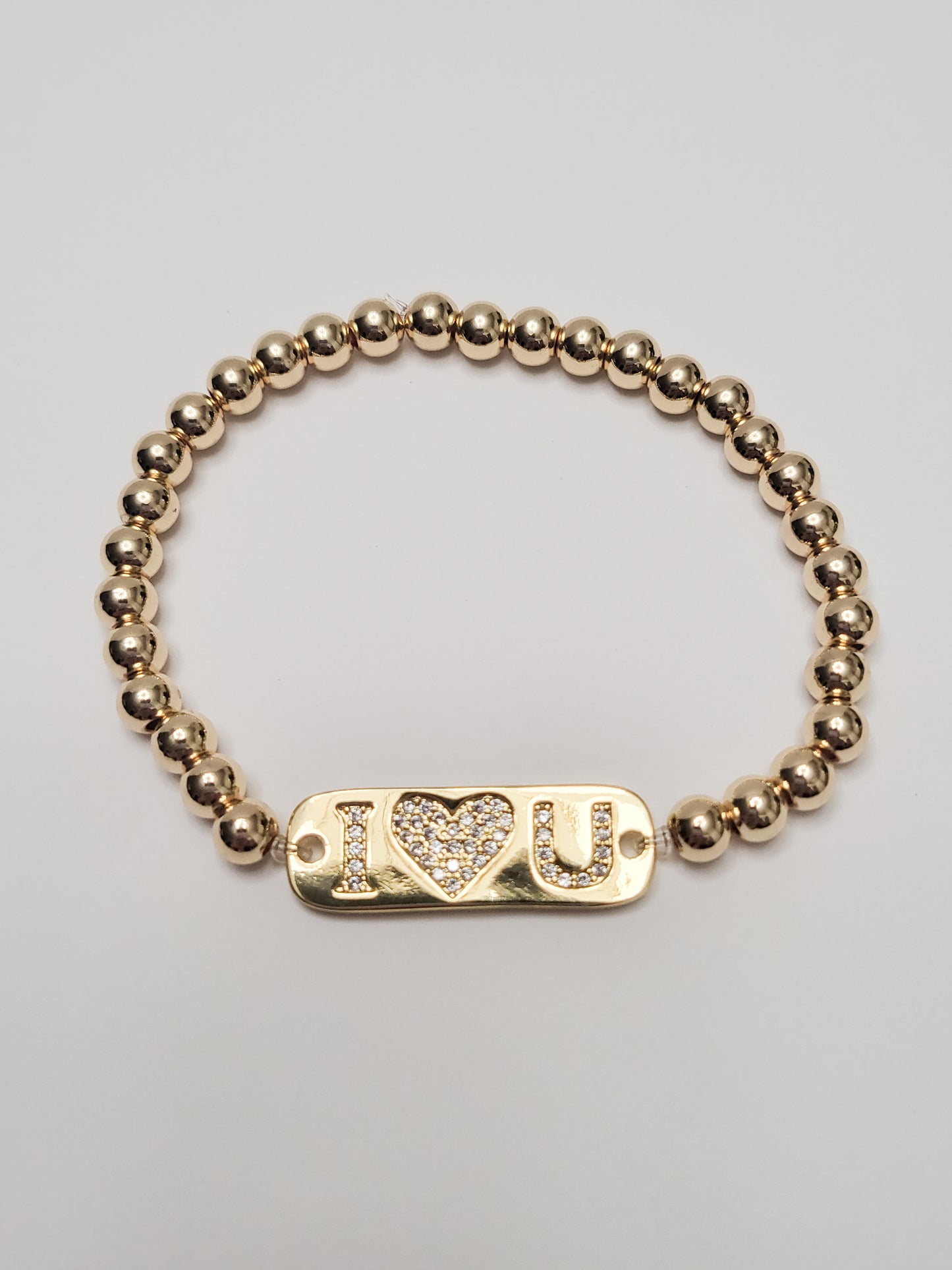 LOVE, MAMA, I ❤ U Gold Beaded Bracelets