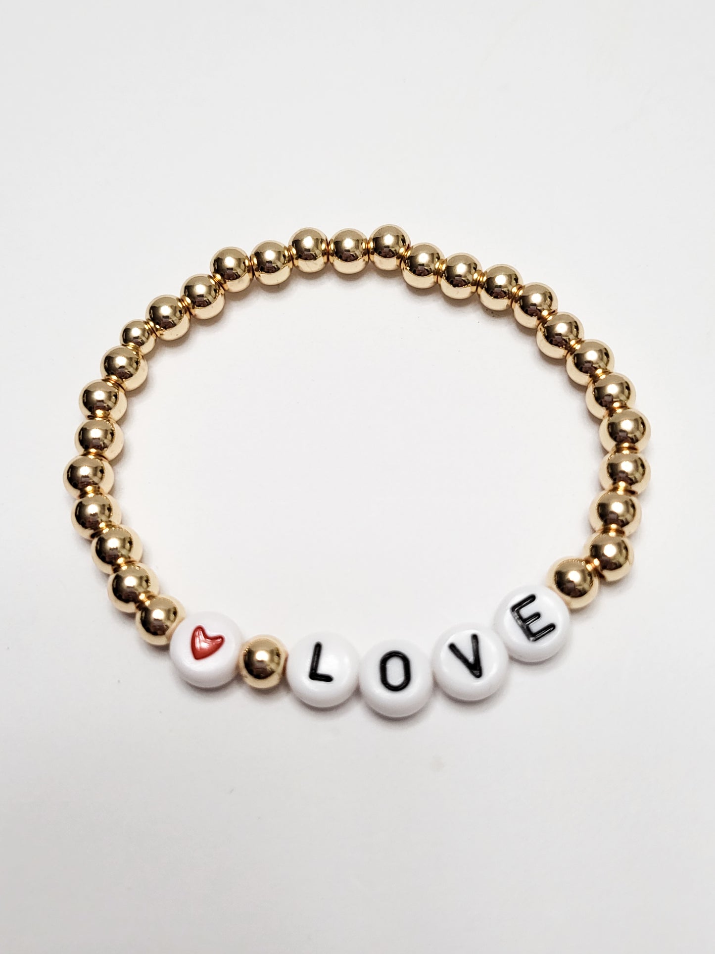 Round Black Letters Beads + Gold Beaded Bracelets