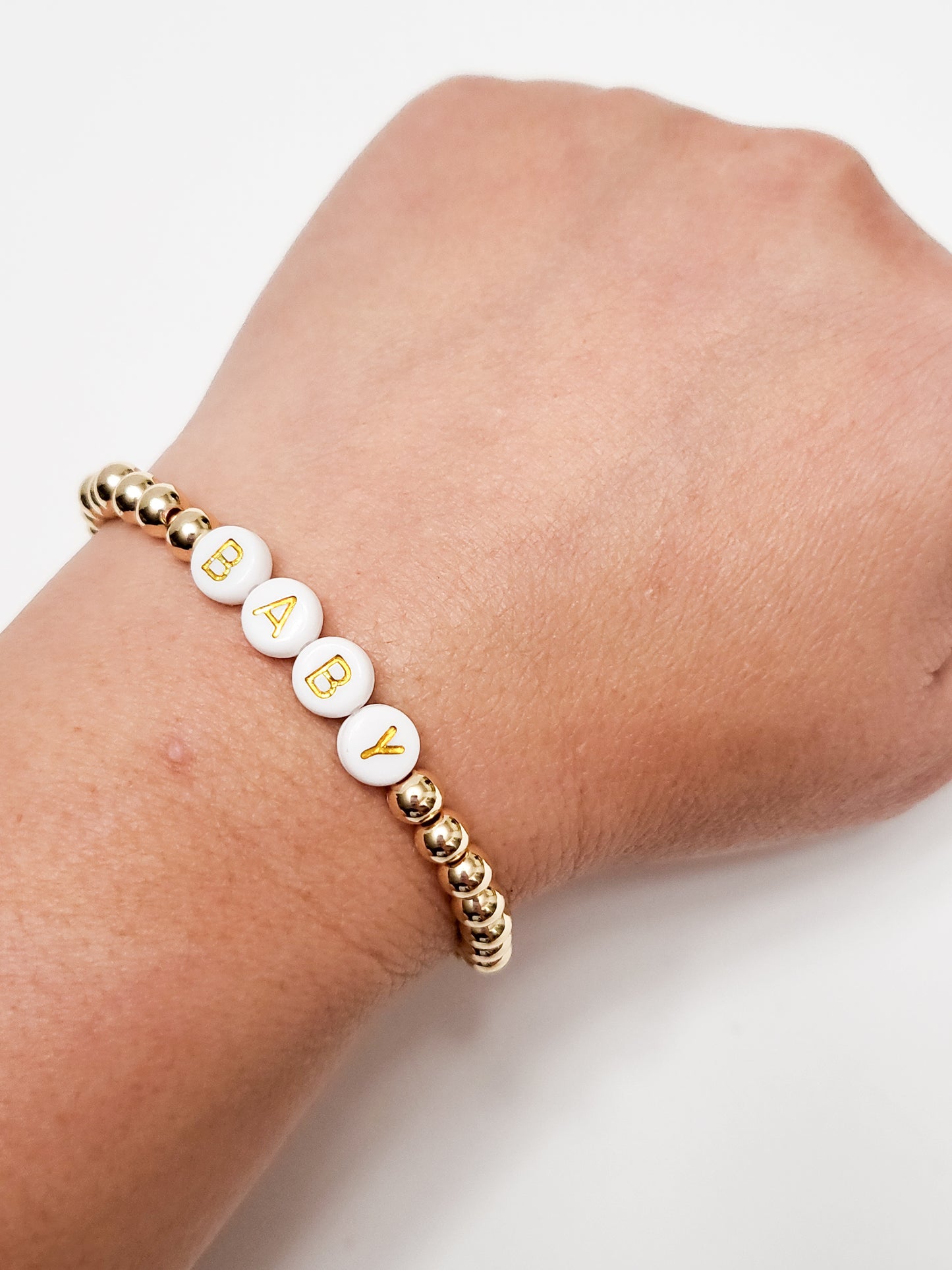 White/Gold Beads + Gold Beaded Bracelets