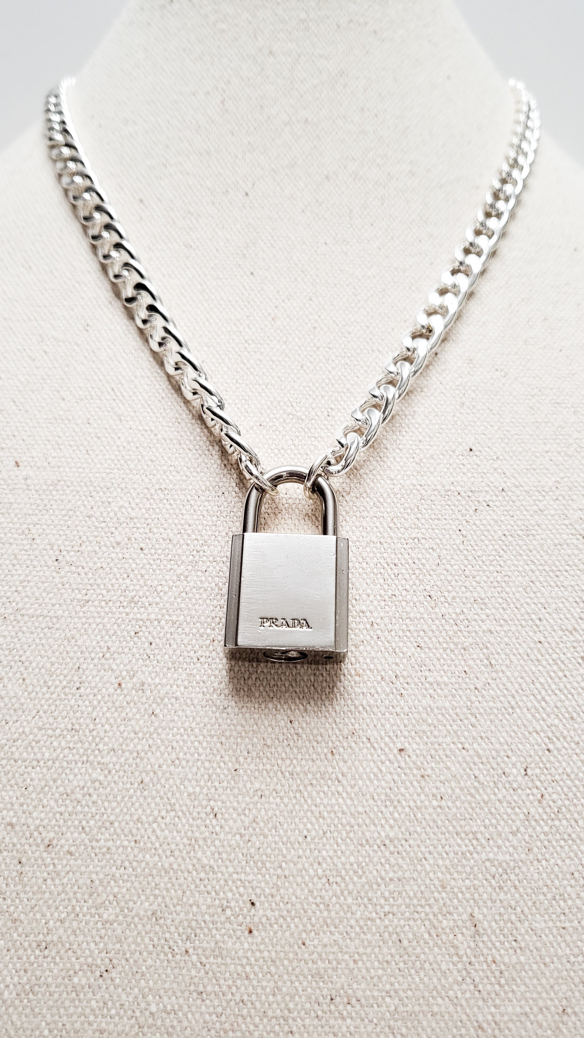 Prada lock store necklace