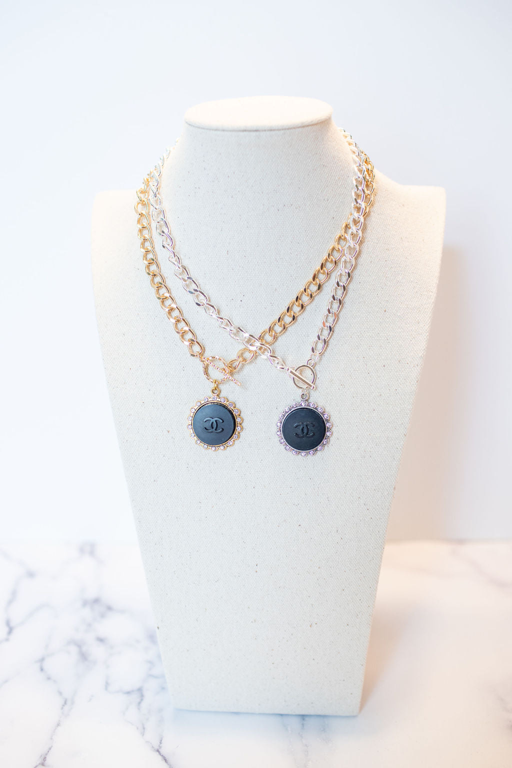 Classic Black, Gold, and Silver Toggle Necklaces